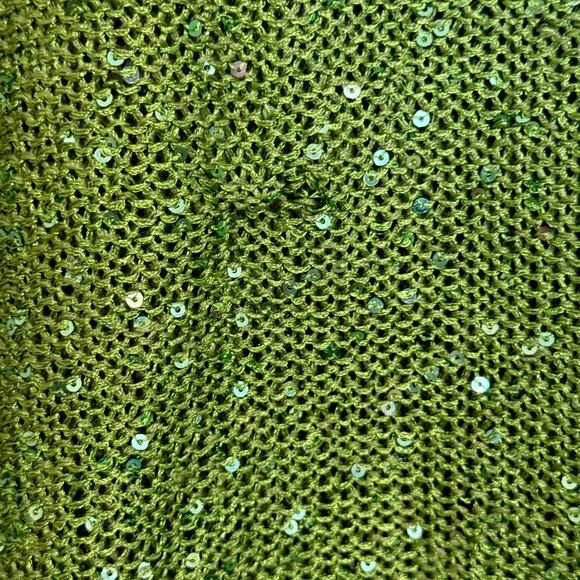 Questions by Say What? Green Sequined Sweater Short Sleeve Large - Picture 6 of 8
